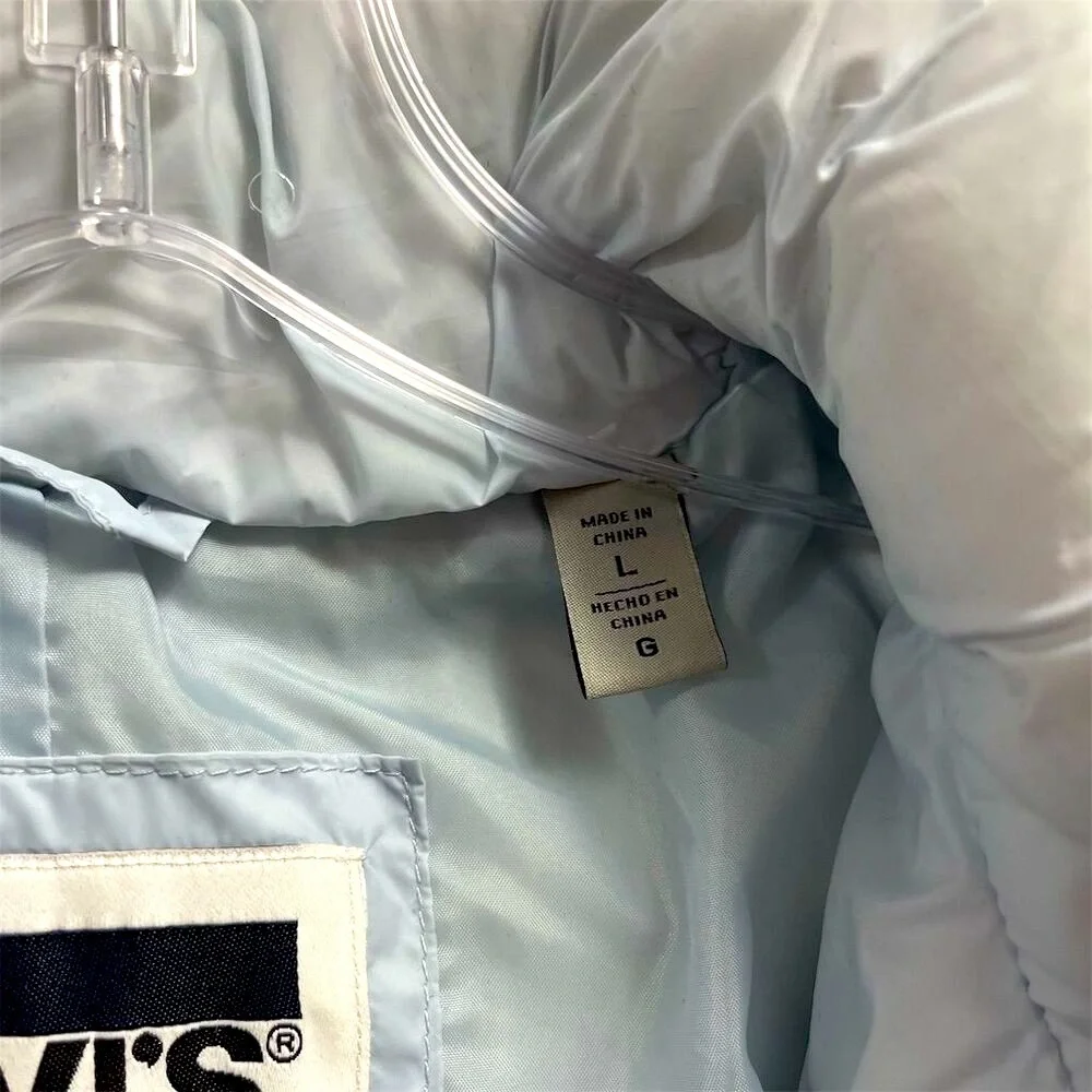 Levi's Powder Blue Megan Puffer Jacket with Hood Size L - Picture 4 of 6